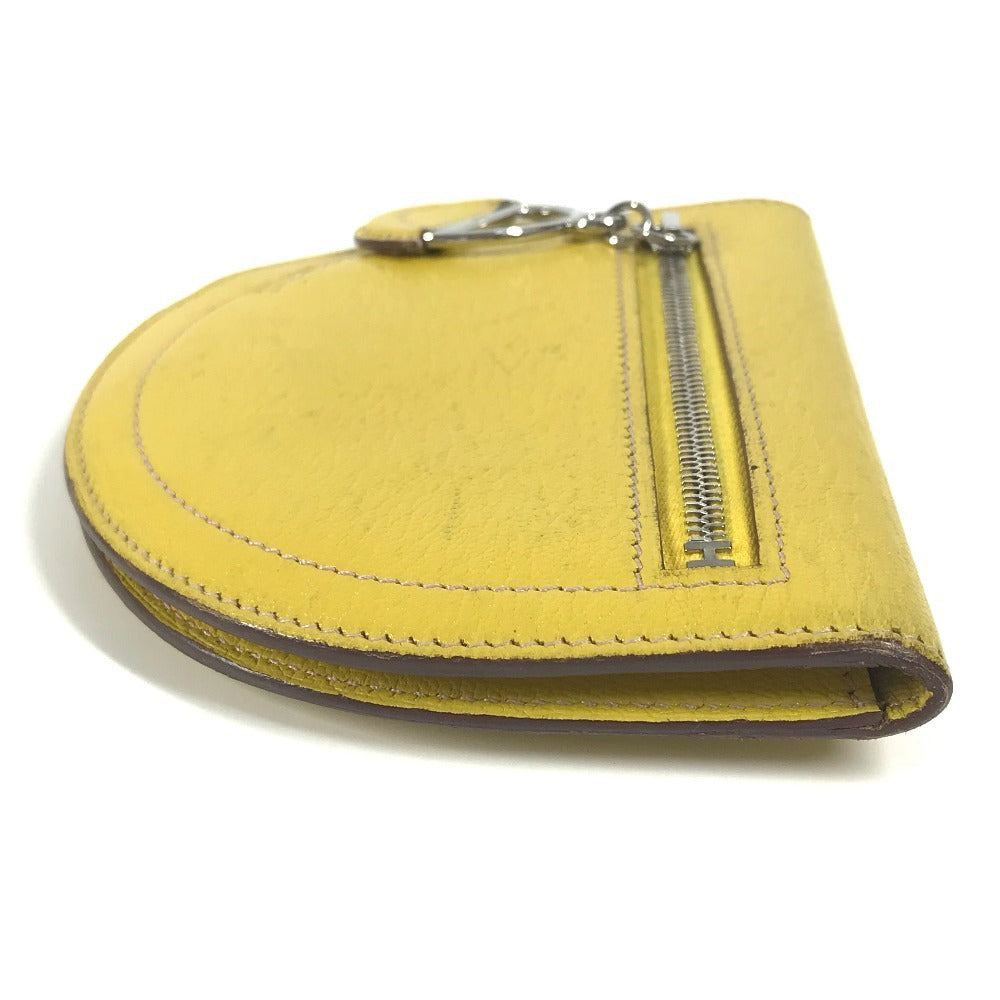 HERMES Coin case leather yellow In the Loop Compact