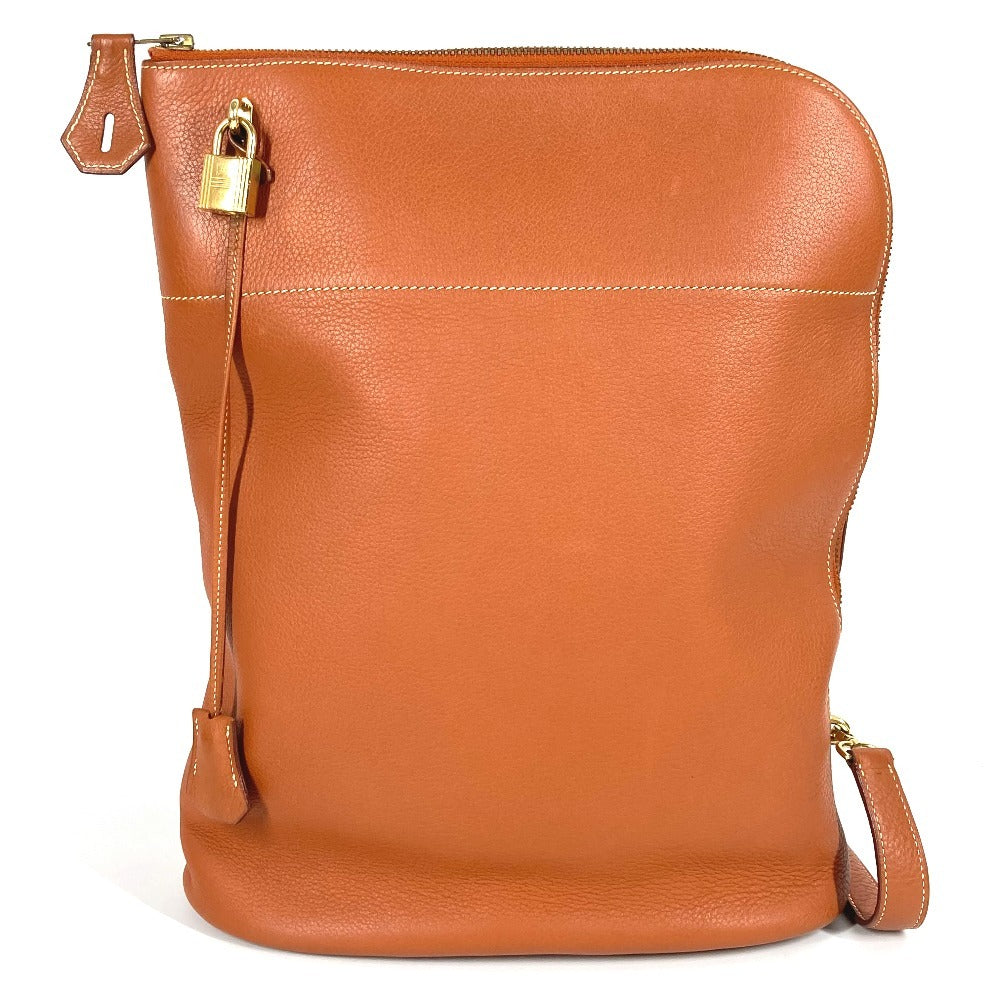 HERMES Shoulder Bag leather gold vintage Mouvy Femme