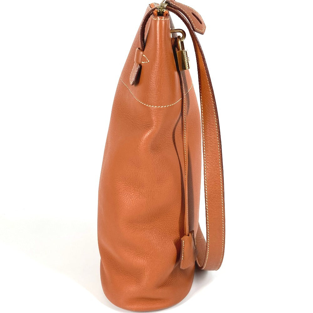 HERMES Shoulder Bag leather gold vintage Mouvy Femme