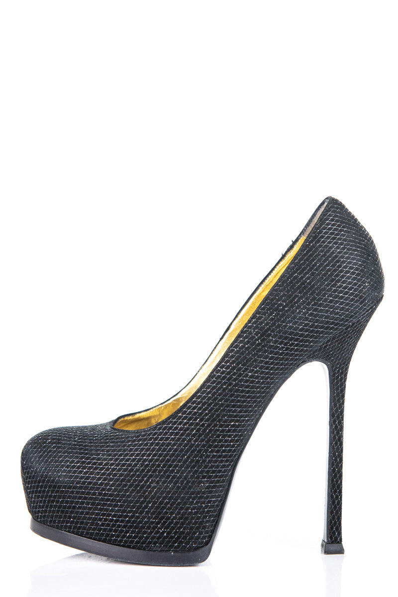 Luxury Saint Laurent Trending 2025 Black Metallic Tribute Two Pumps Size US 8 | EU 38