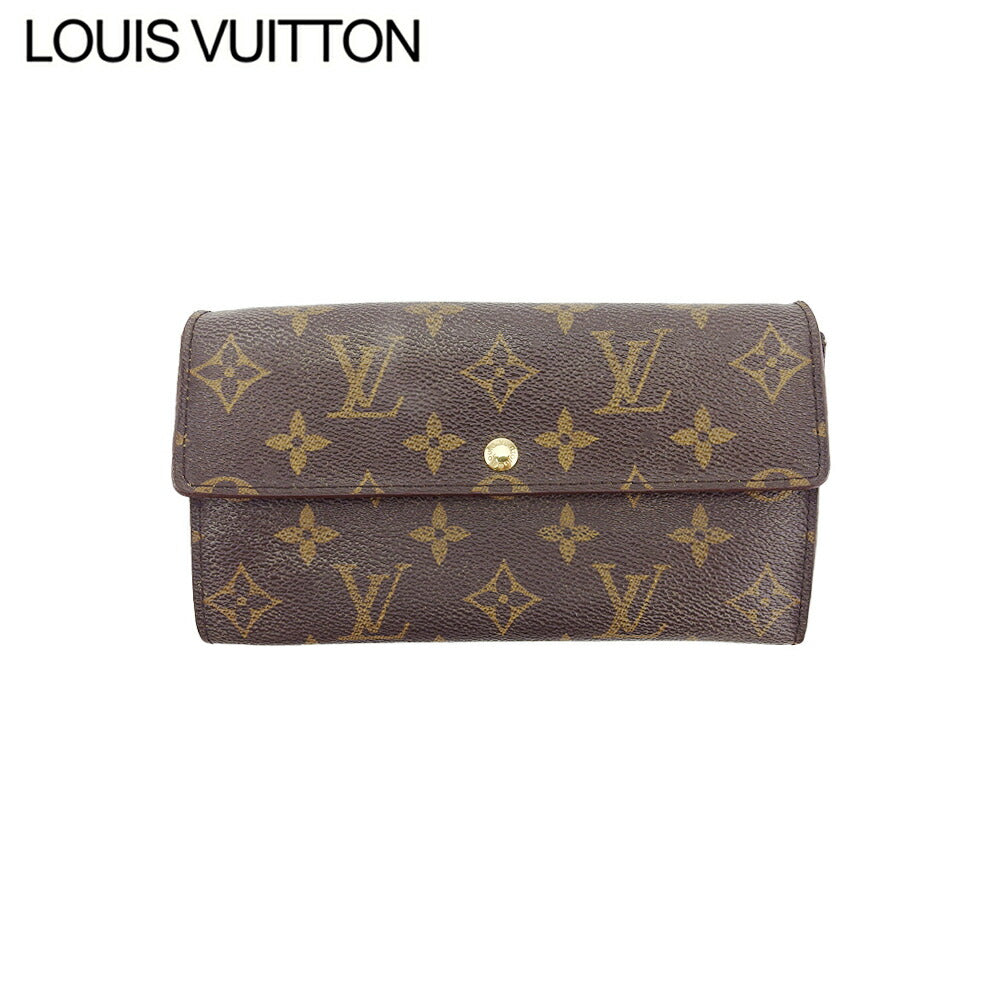 LOUIS VUITTON Long Wallet Purse Brown Pochette Porto MonÃ© Credit
