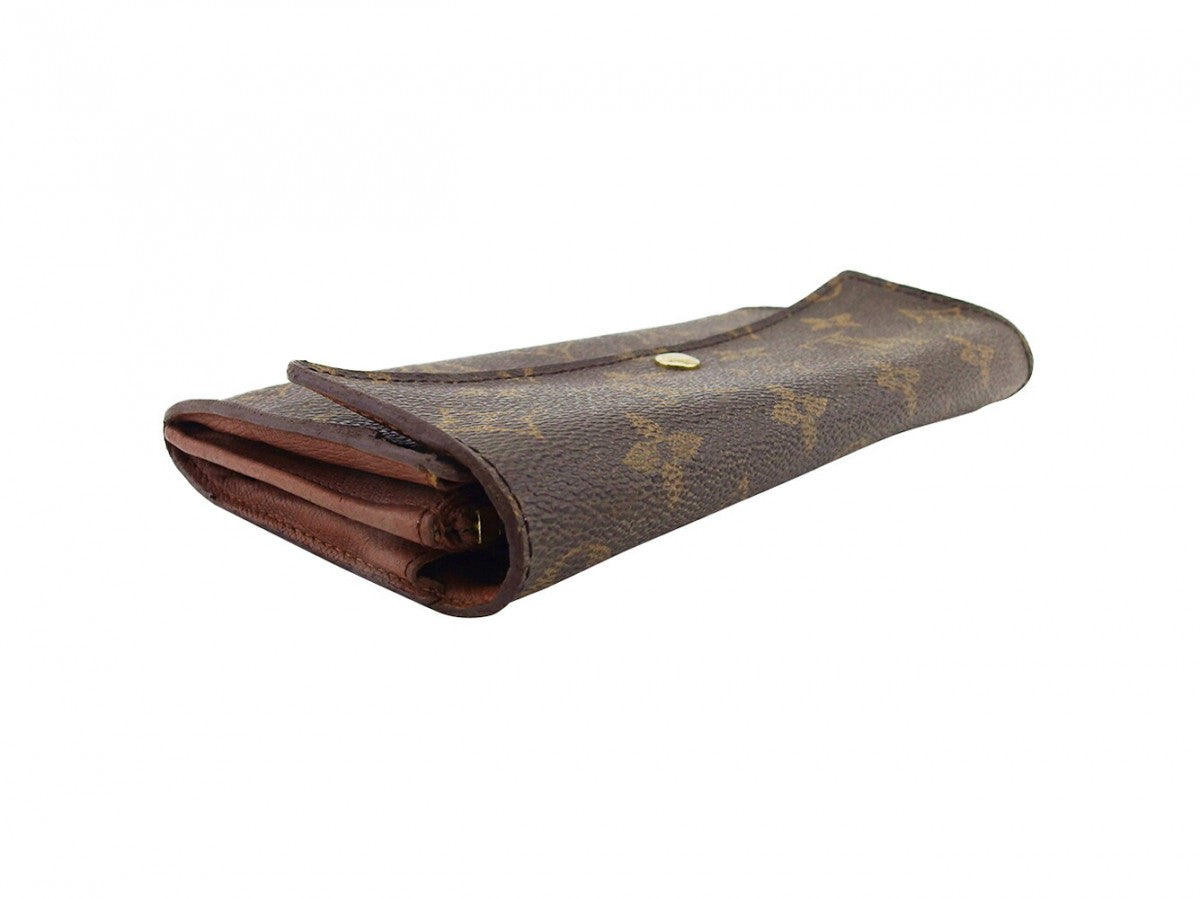 LOUIS VUITTON Long Wallet Purse Brown Pochette Porto MonÃ© Credit