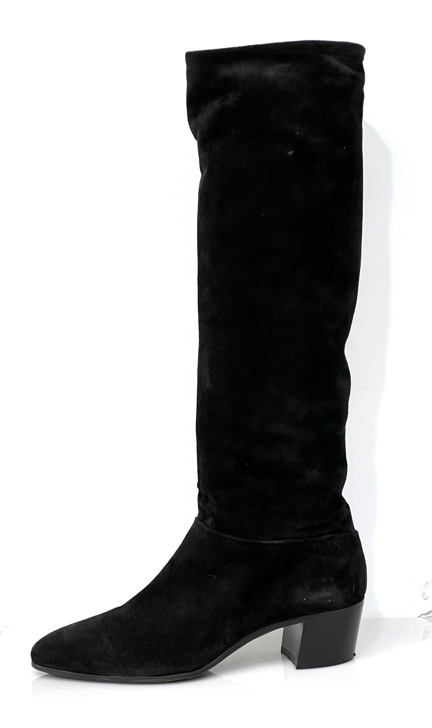 PRADA CALZATURE DONNA SUEDE SLOUCHY TALL BOOTS