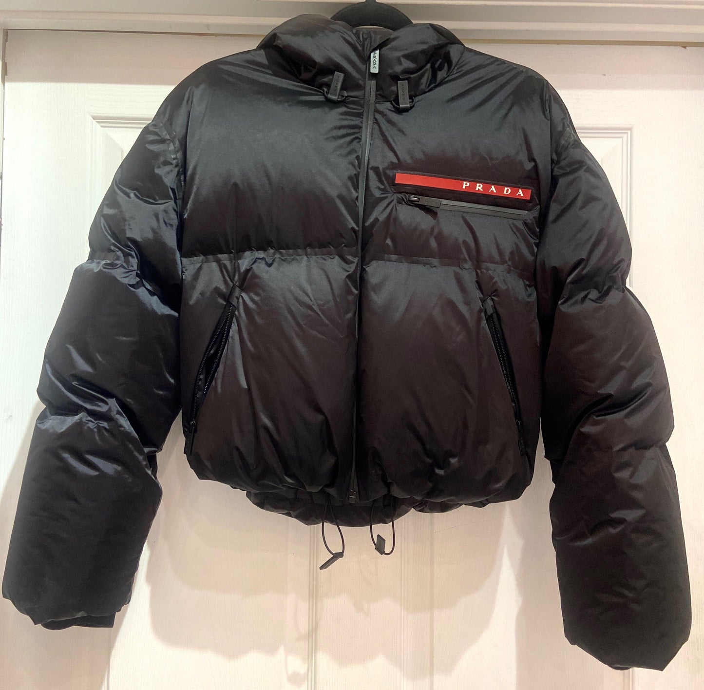 PRADA CROPPED TECHNICAL NYLON DOWN JACKET