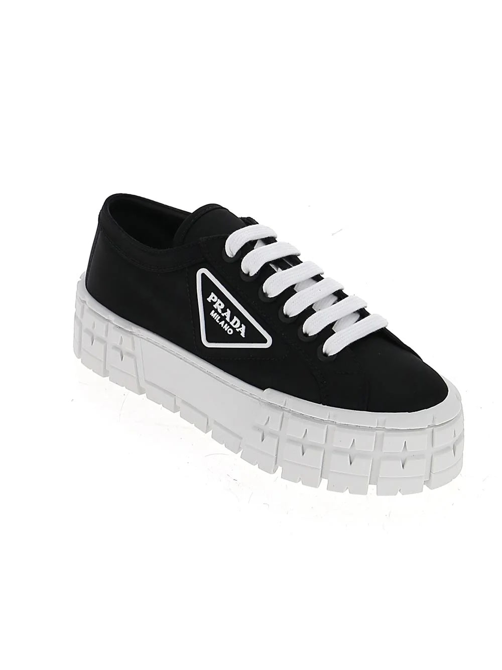 PRADA LOGO GABARDINE WHEEL PLATFORM SNEAKERS