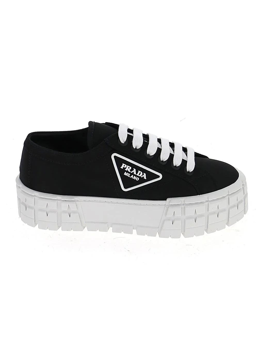 PRADA LOGO GABARDINE WHEEL PLATFORM SNEAKERS