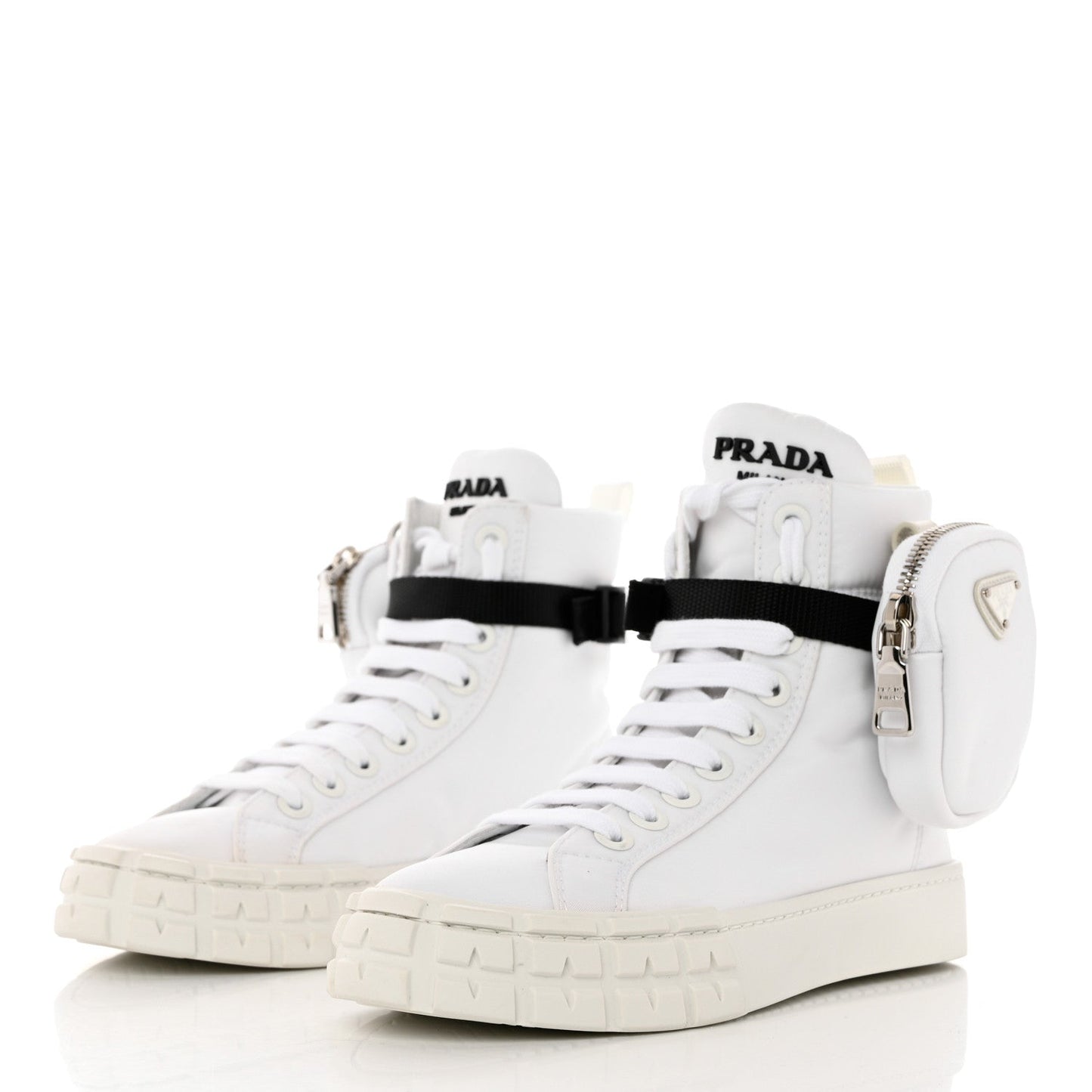 PRADA LOGO POUCH POCKET HIGH-TOP SNEAKERS