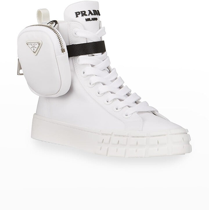 PRADA LOGO POUCH POCKET HIGH-TOP SNEAKERS