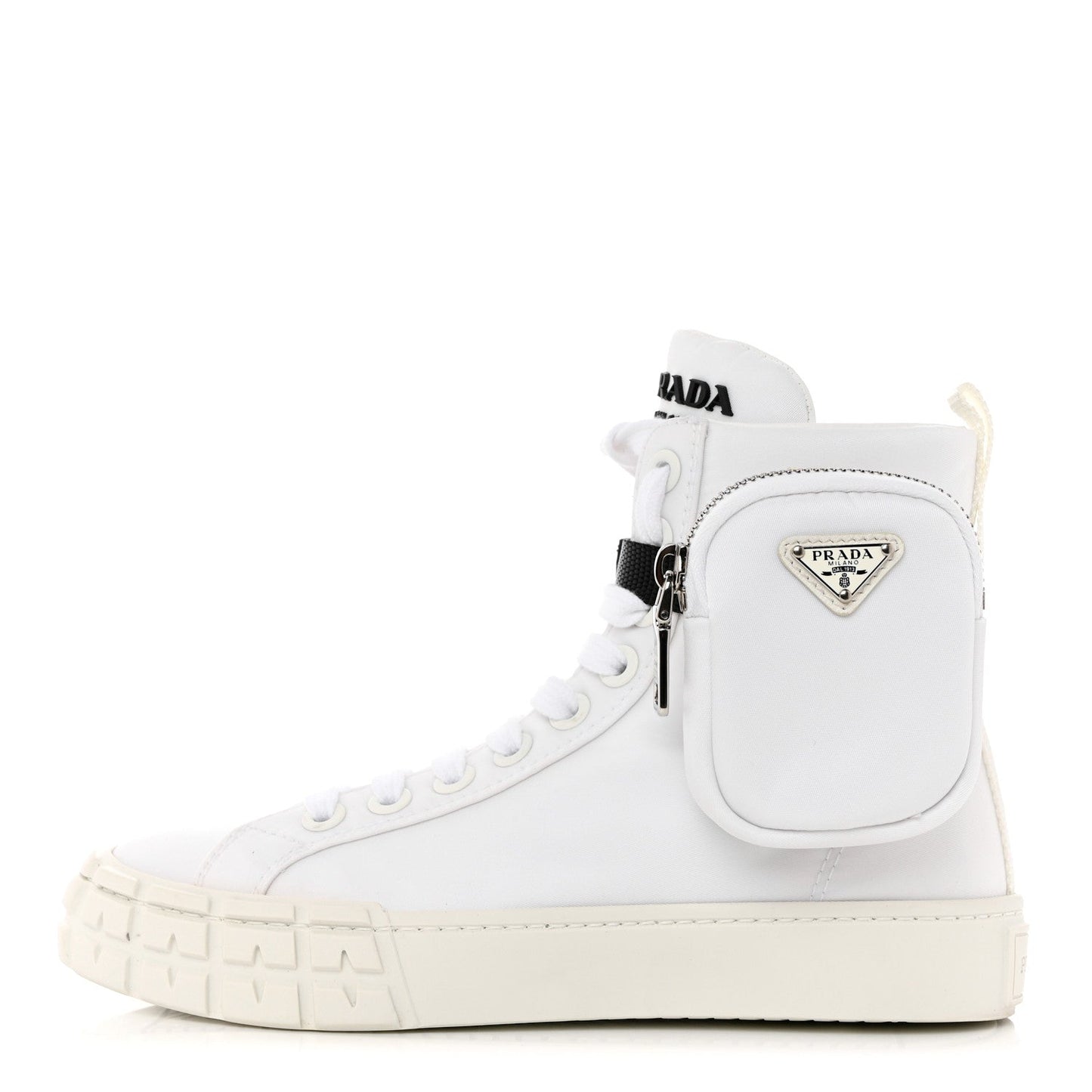 PRADA LOGO POUCH POCKET HIGH-TOP SNEAKERS