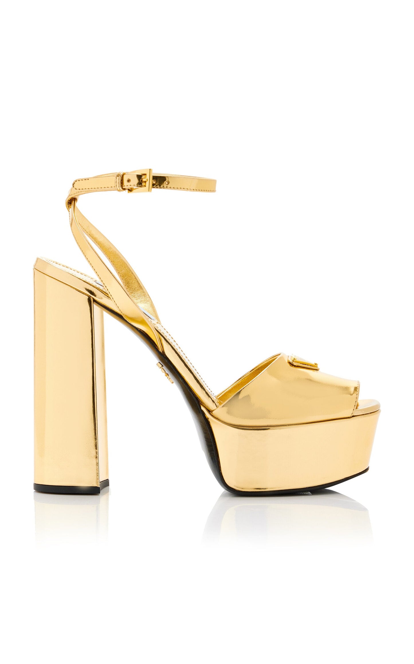 PRADA METALLIC GOLD PLATFORM SANDALS