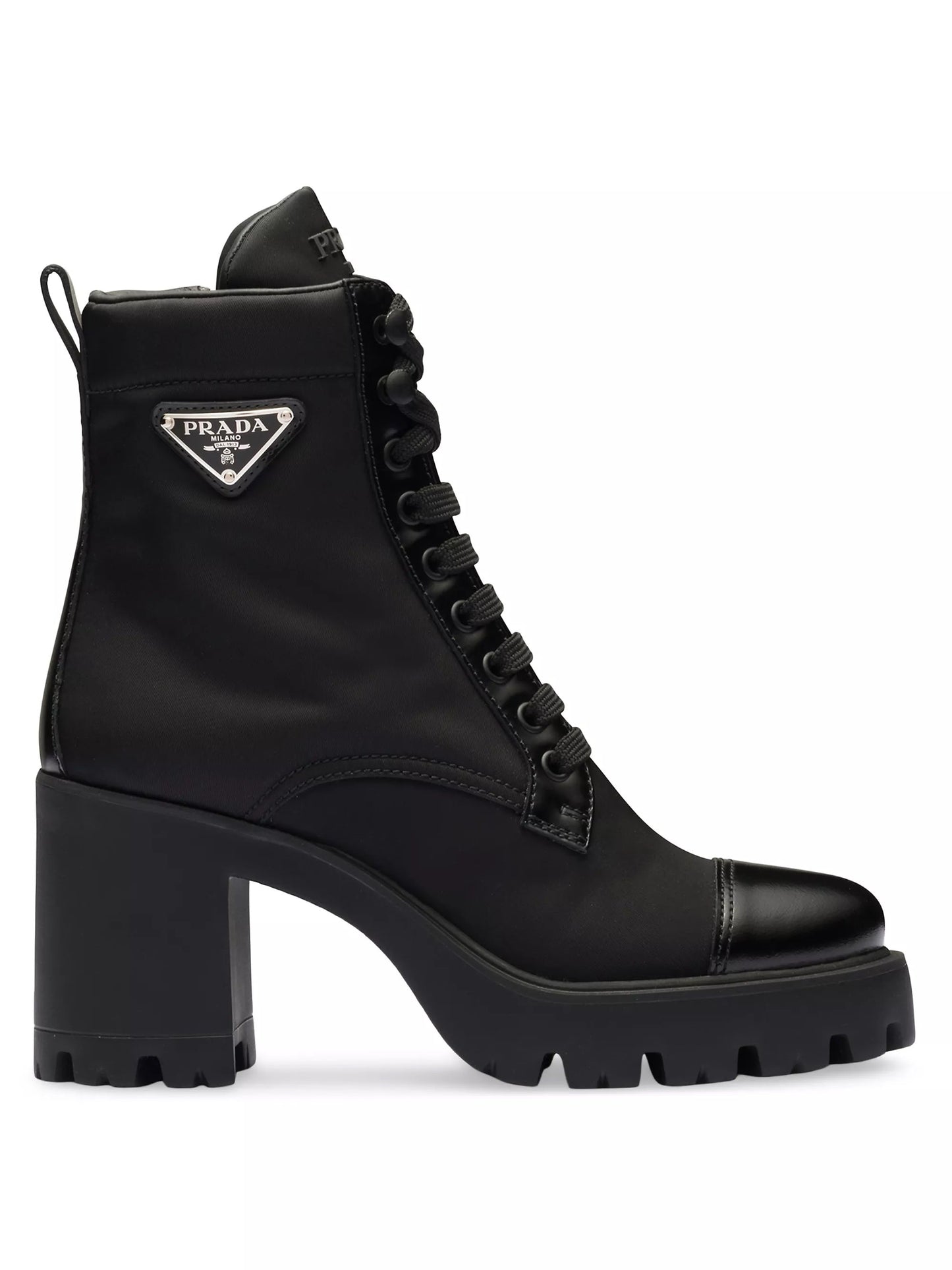 PRADA MONOLITH RE-NYLON TRIANGLE LOGO ANKLE BOOTS