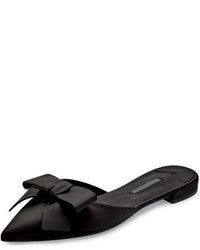 PRADA POINTED TOE BOW SLIDES