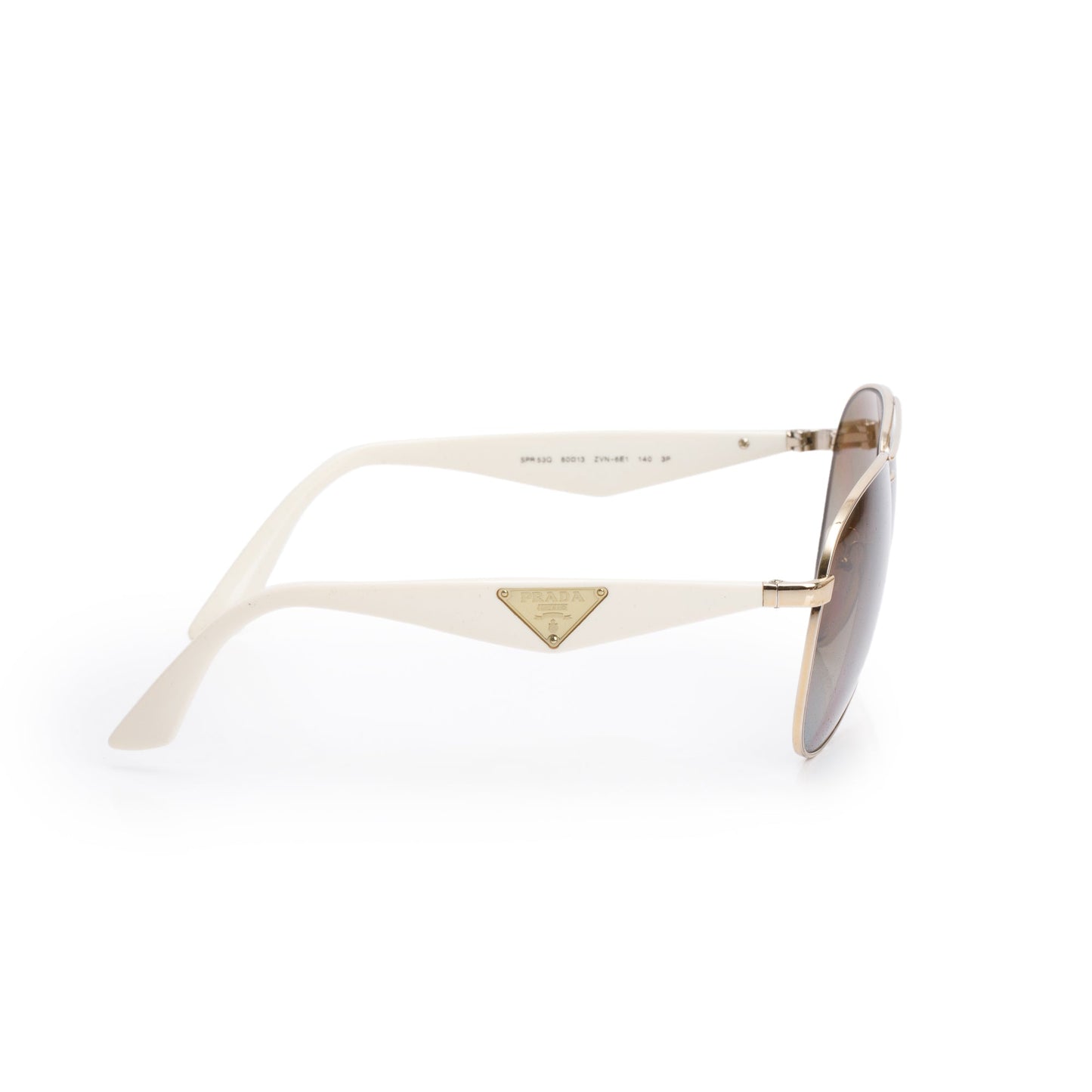 PRADA SPR 53Q White Acetate Aviator Symbole Sunglasses