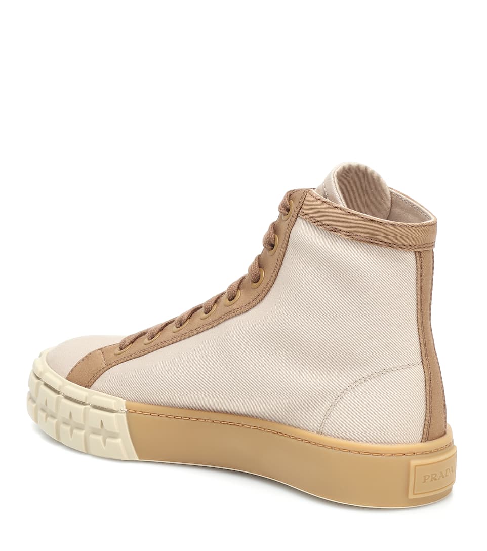 PRADA WHEEL HIGH TOP CANVAS SNEAKERS