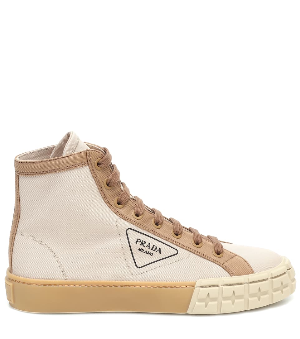 PRADA WHEEL HIGH TOP CANVAS SNEAKERS