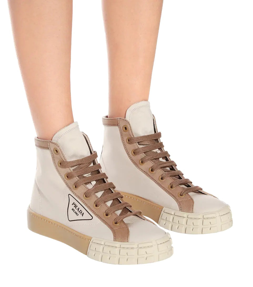 PRADA WHEEL HIGH TOP CANVAS SNEAKERS