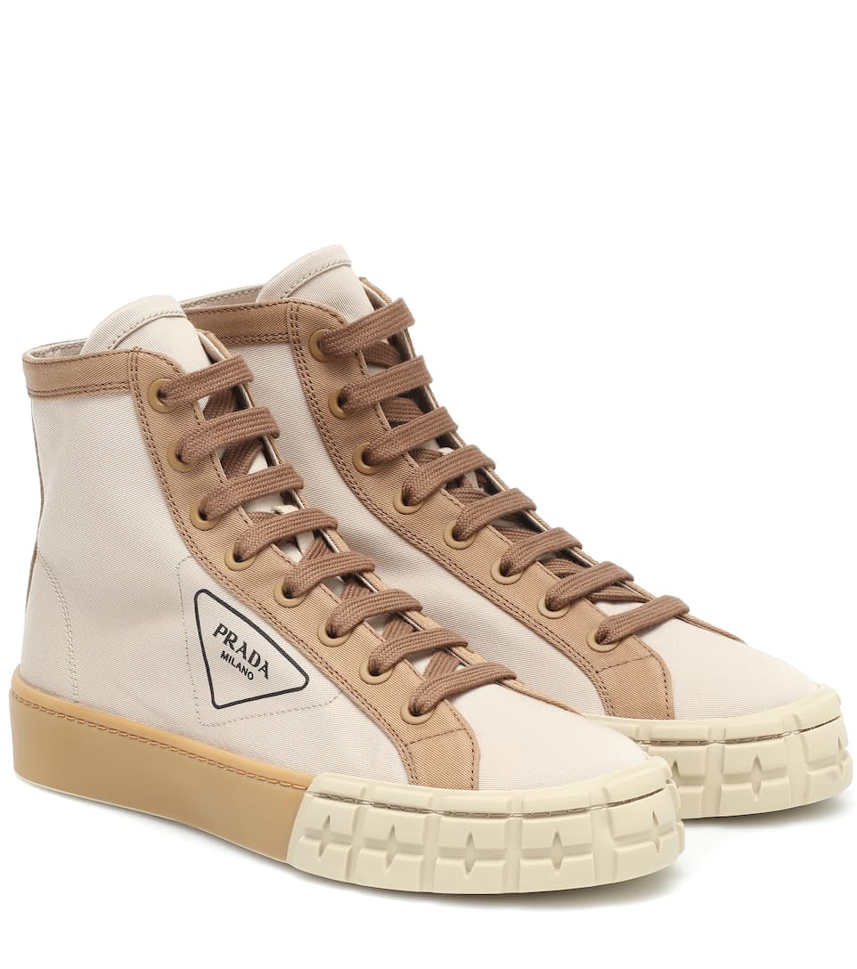 PRADA WHEEL HIGH TOP CANVAS SNEAKERS