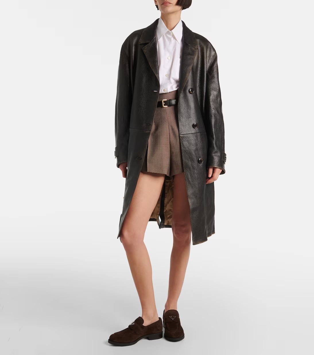 PRADA TRIANGLE LOGO SUEDE SLIP-ON LOAFERS
