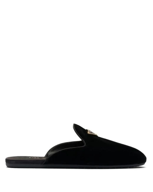 PRADA VELVET LOGO MULES