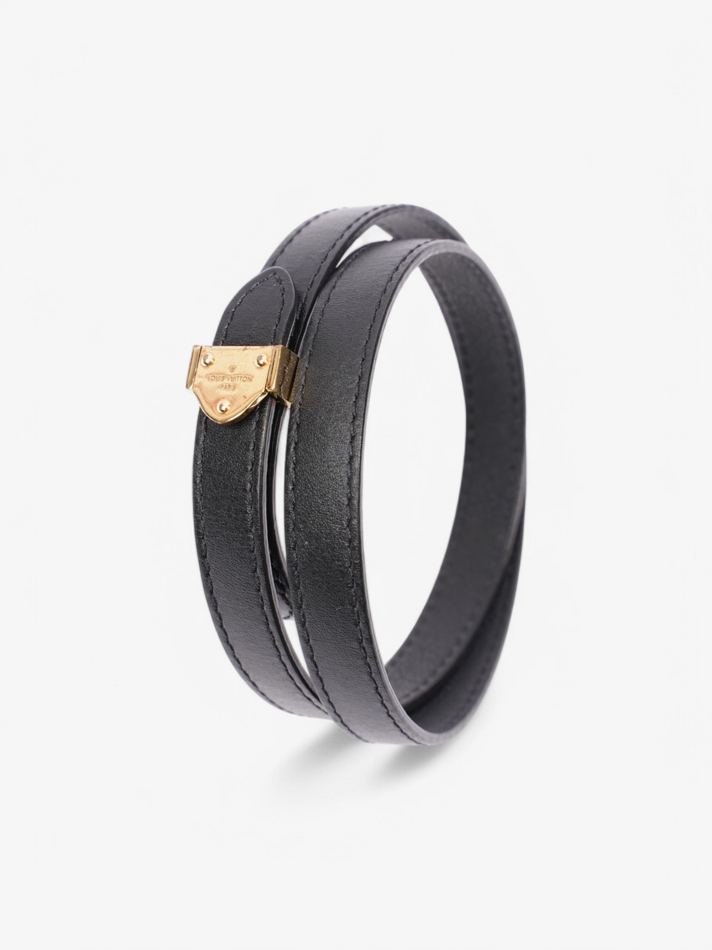 Louis Vuitton Wrap Bracelet Black Leather