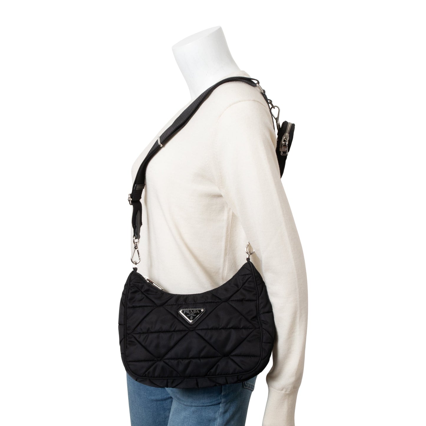 Prada 2021 Black Padded Re-Nylon Shoulder Bag
