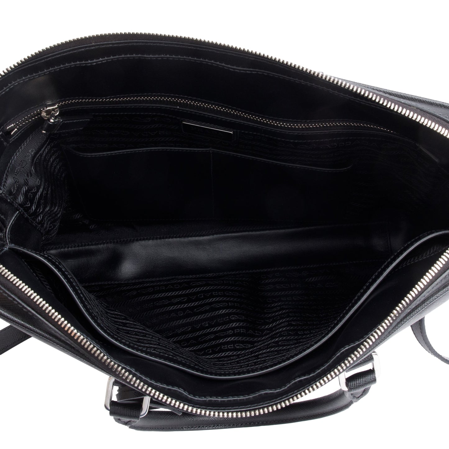 Prada 2021 Black Saffiano Travel Briefcase