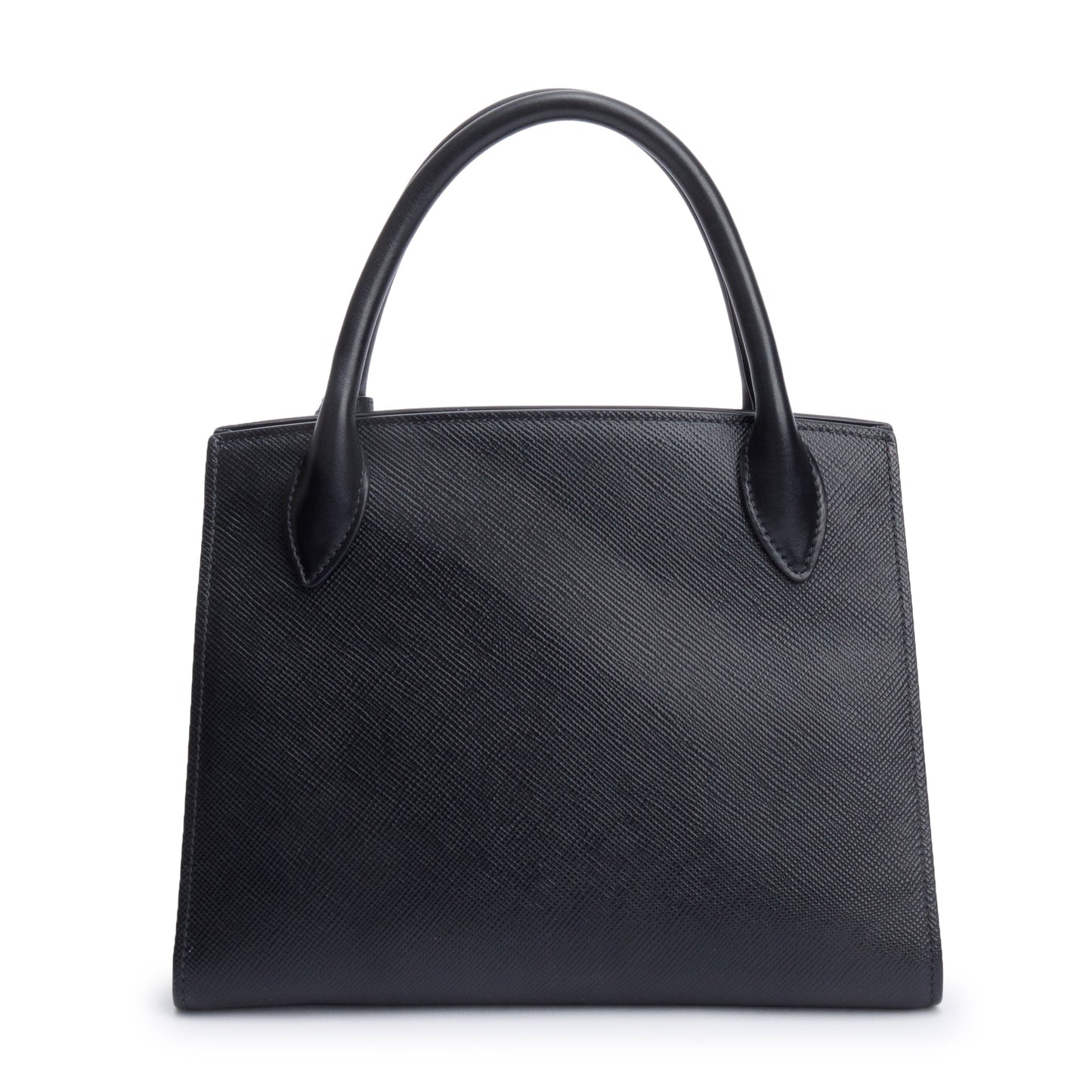 Prada 2022 Black Saffiano Cuir Small Monochrome Top Handle Tote