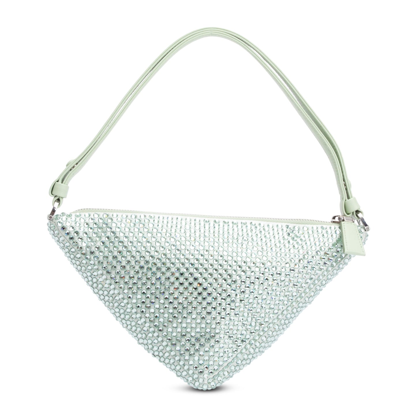 Prada 2022 Green Satin Crystal Enamel Triangle Bag