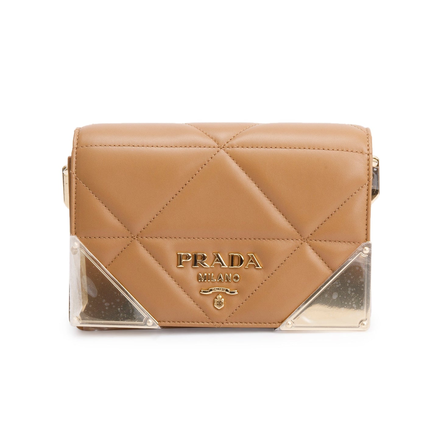 Prada 2024 Beige Quilted Nappa Leather Shoulder Bag