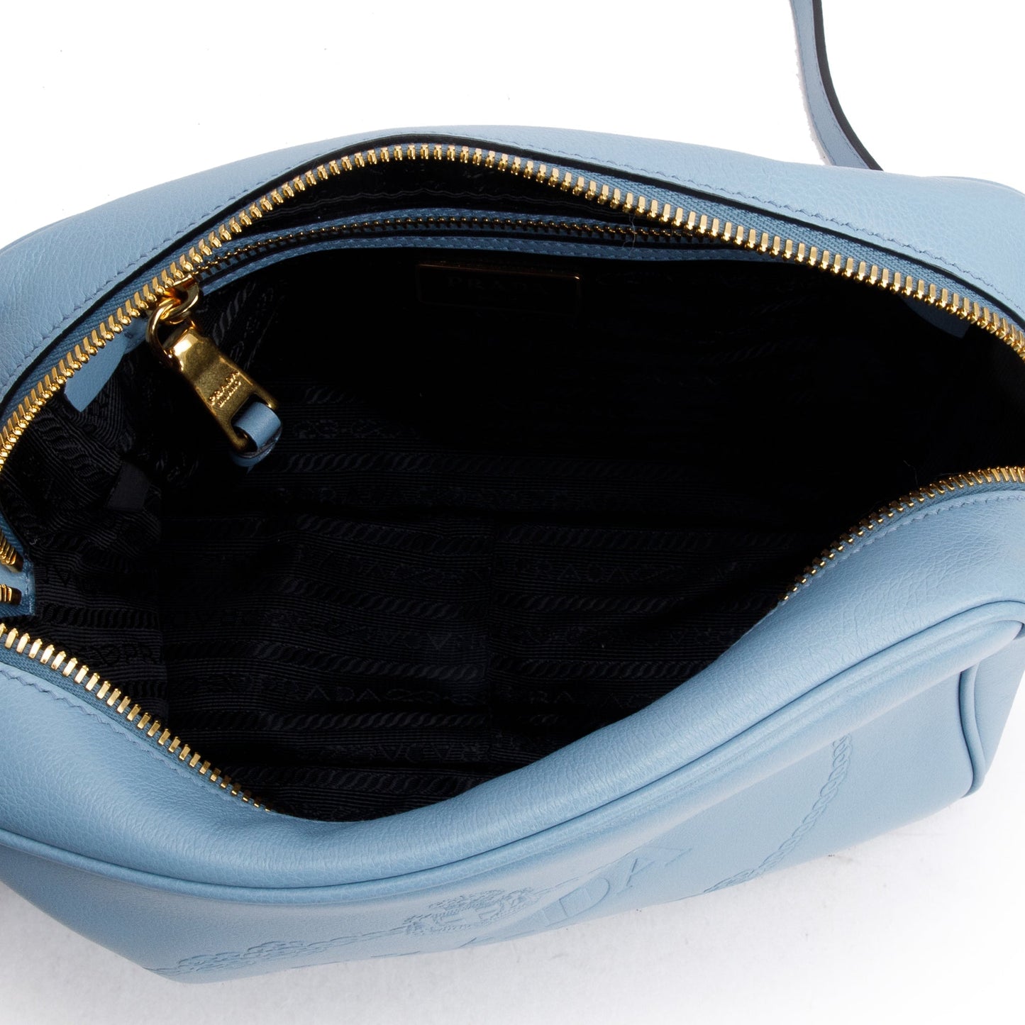 Prada Astrale Glace Calf Leather Logo Camera Crossbody Bag
