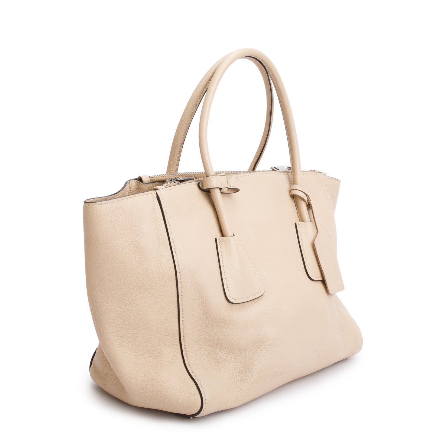Prada Beige Cervo Medium Twin Pocket Tote