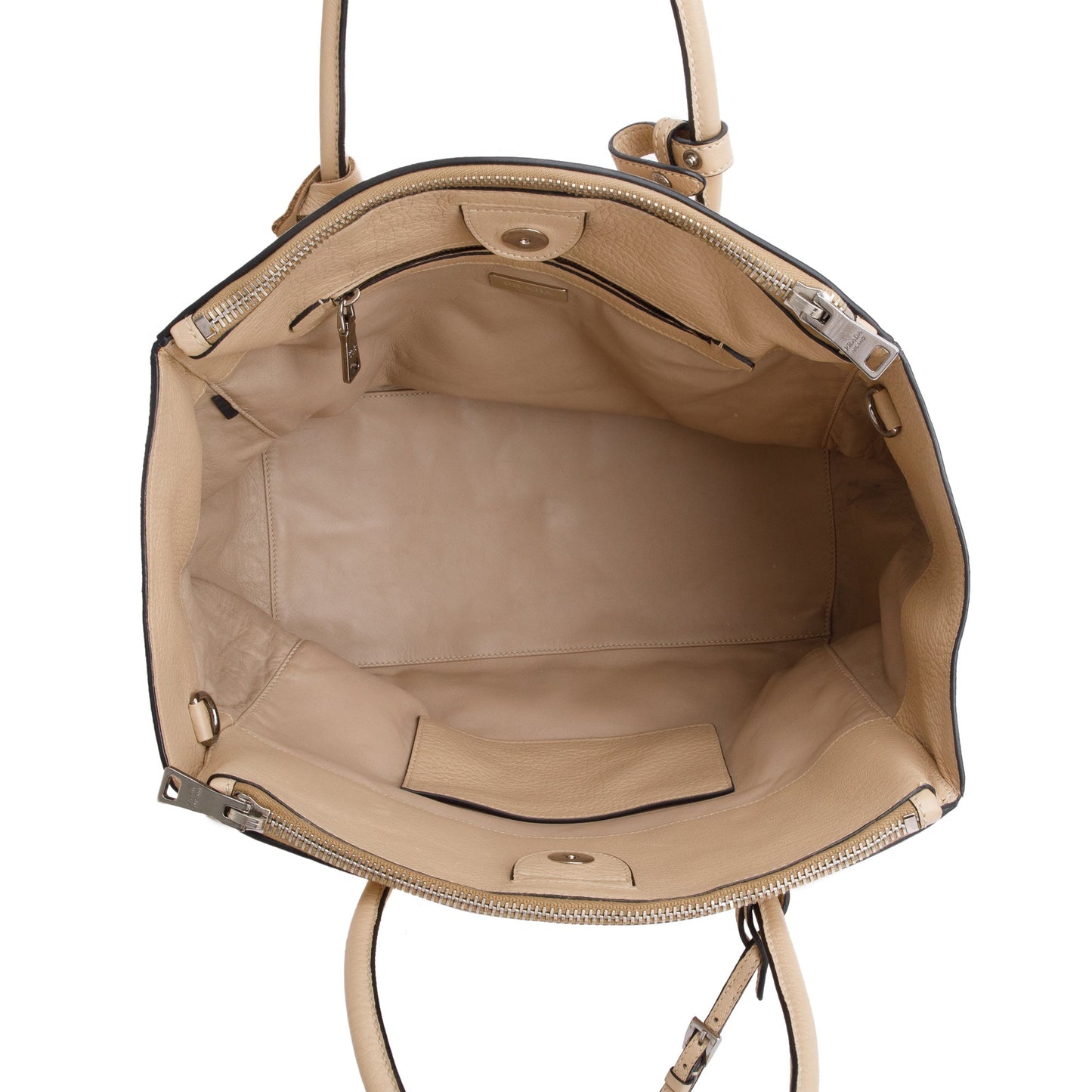 Prada Beige Cervo Medium Twin Pocket Tote