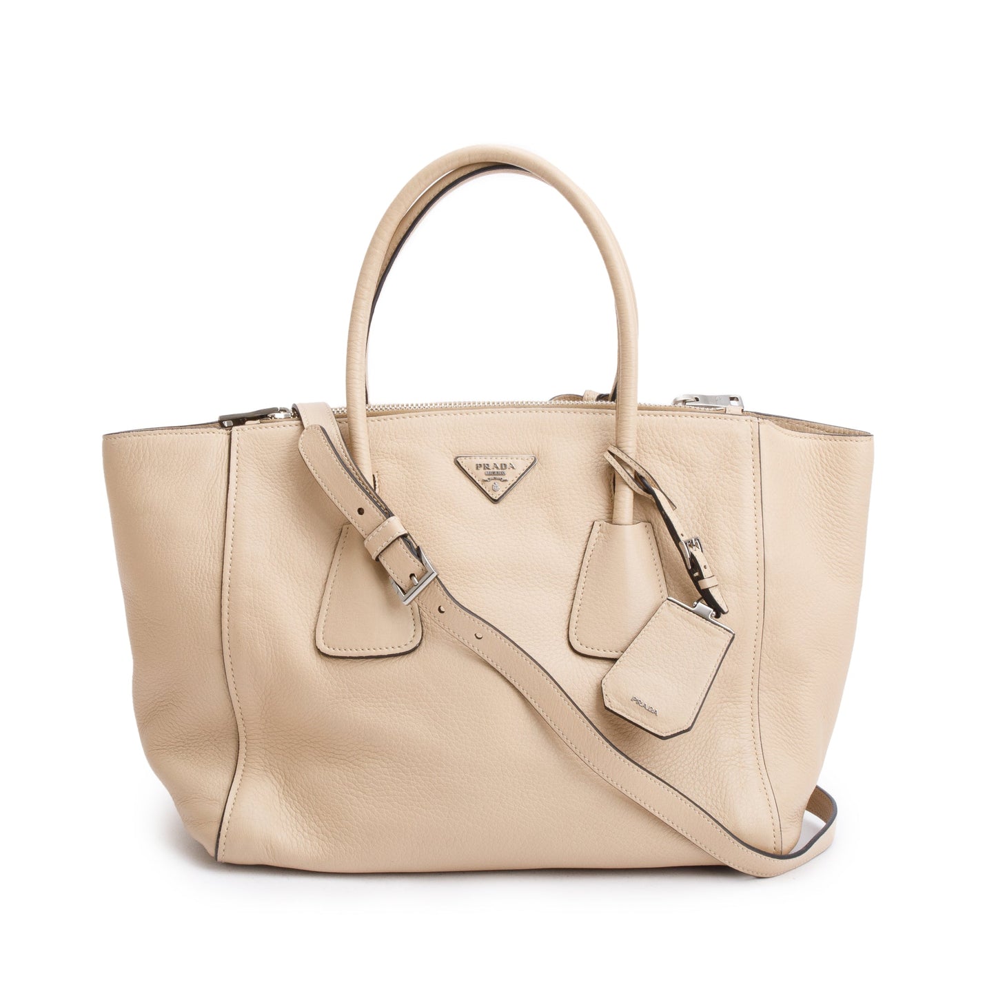 Prada Beige Cervo Medium Twin Pocket Tote
