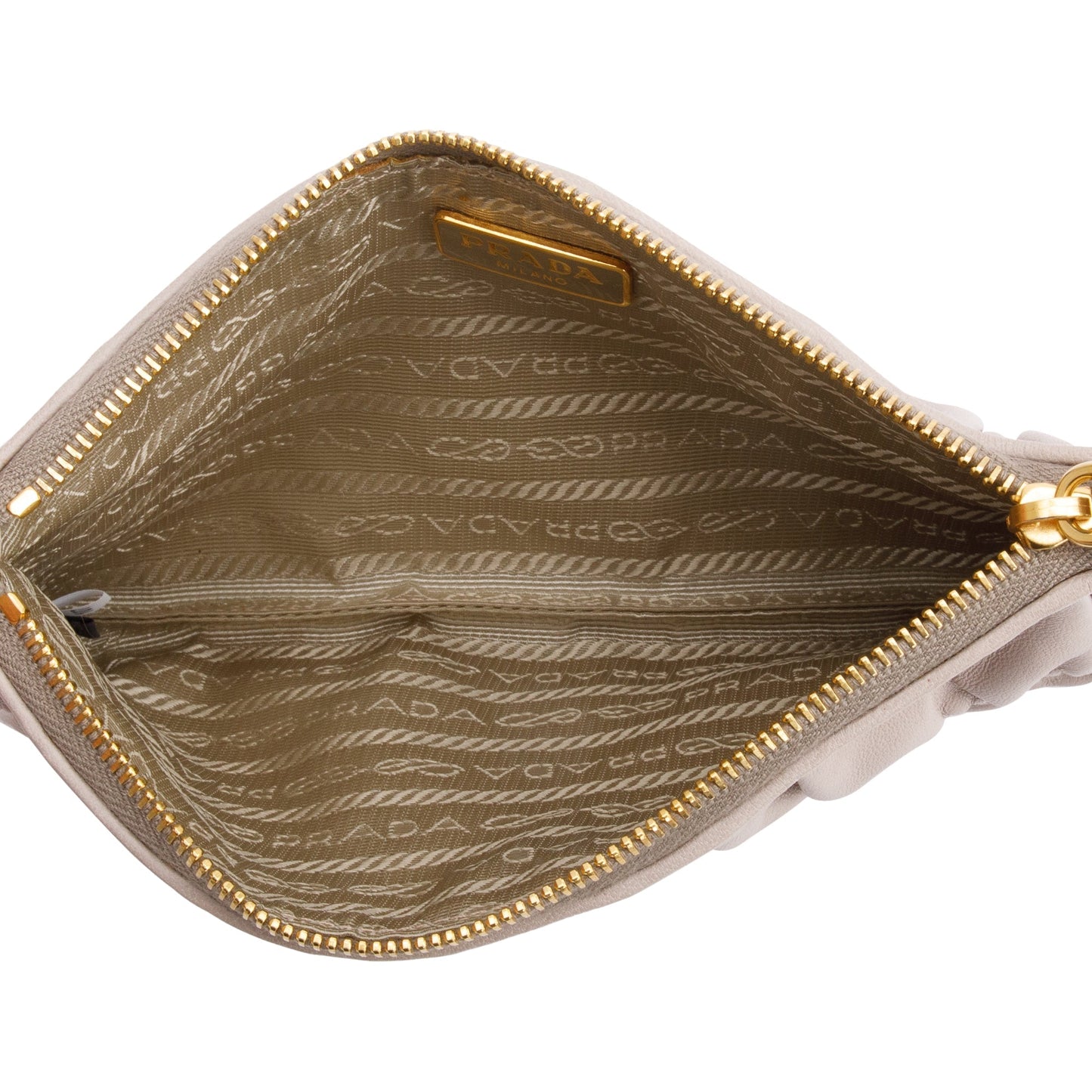 Prada Beige Nappa Gaufre Small Zip Pouch