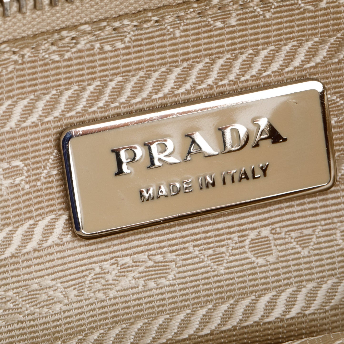 Prada Beige Saffiano Leather Trimmed Tessuto Nylon Hobo