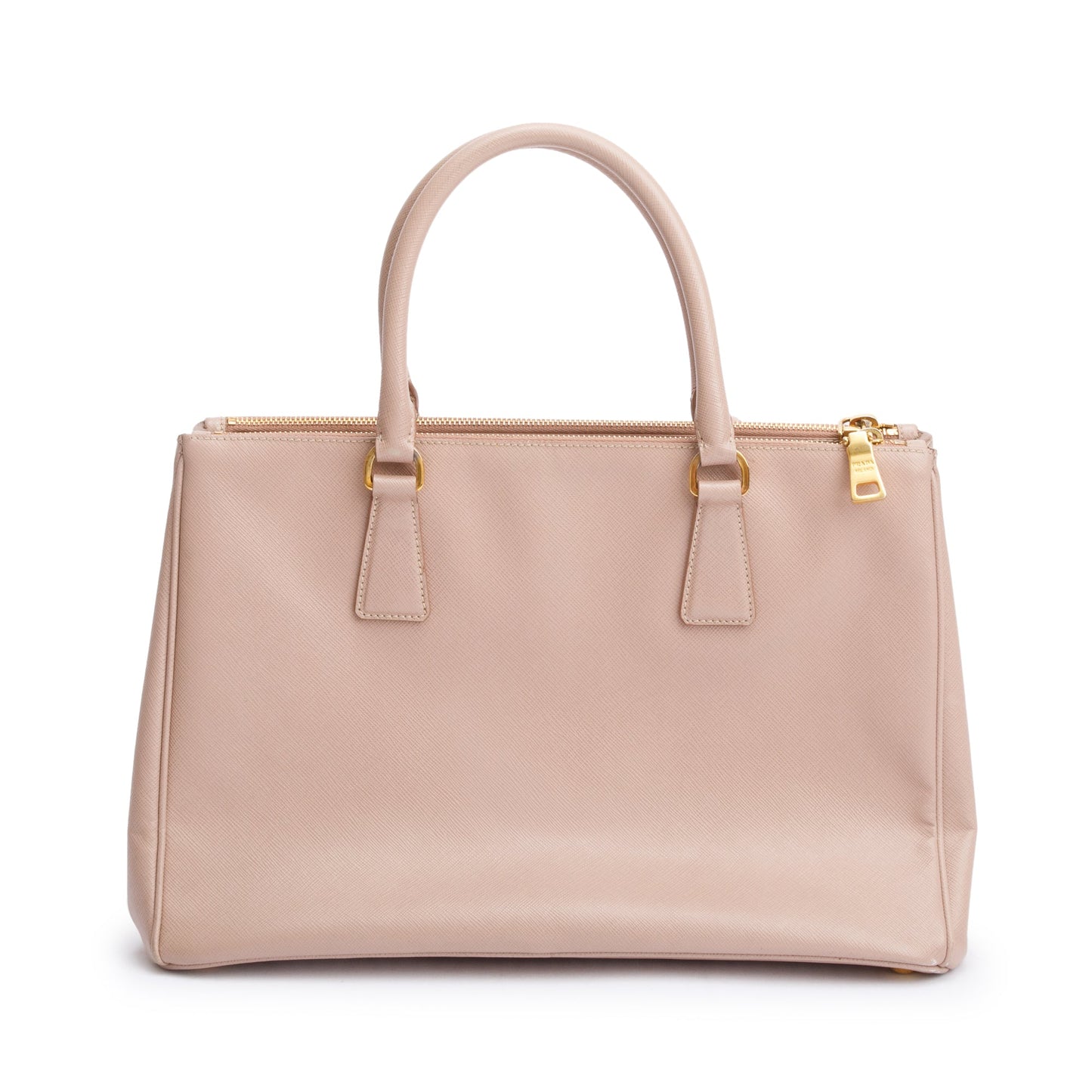 Prada Beige Saffiano Lux Medium Double Zip Galleria Tote
