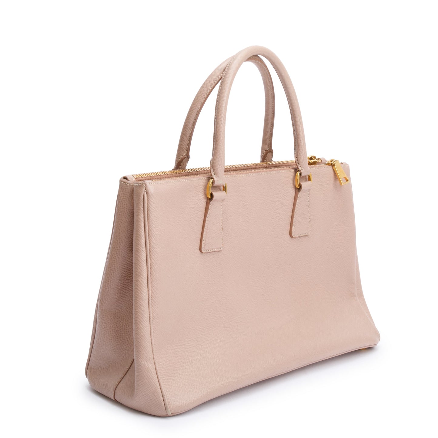 Prada Beige Saffiano Lux Medium Double Zip Galleria Tote