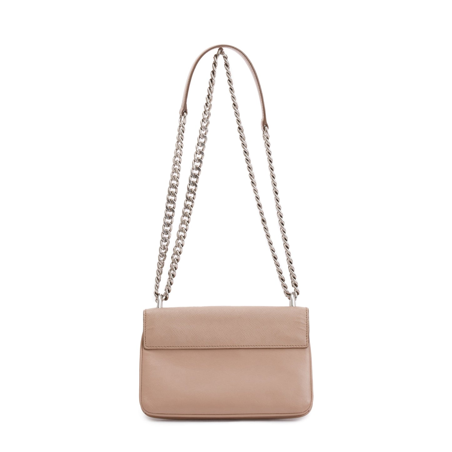 Prada Beige Saffiano Soft Calf Leather Chain Crossbody Bag