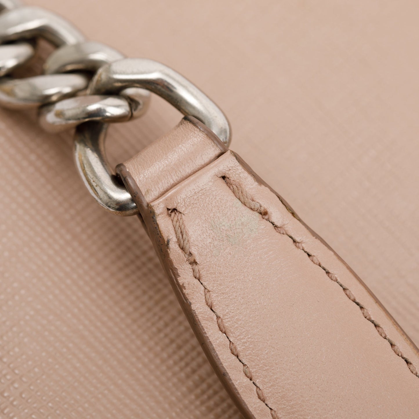 Prada Beige Saffiano Soft Calf Leather Chain Crossbody Bag