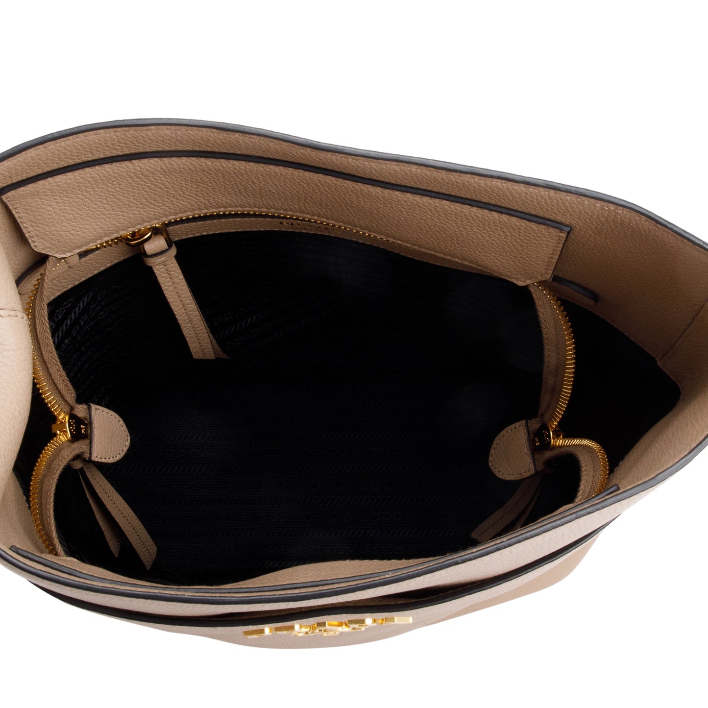 Prada Beige Vitello Daino Hobo Messenger Bag