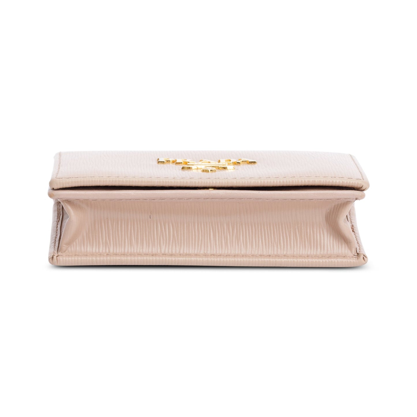 Prada Beige Vitello Move Leather Flap Card Holder