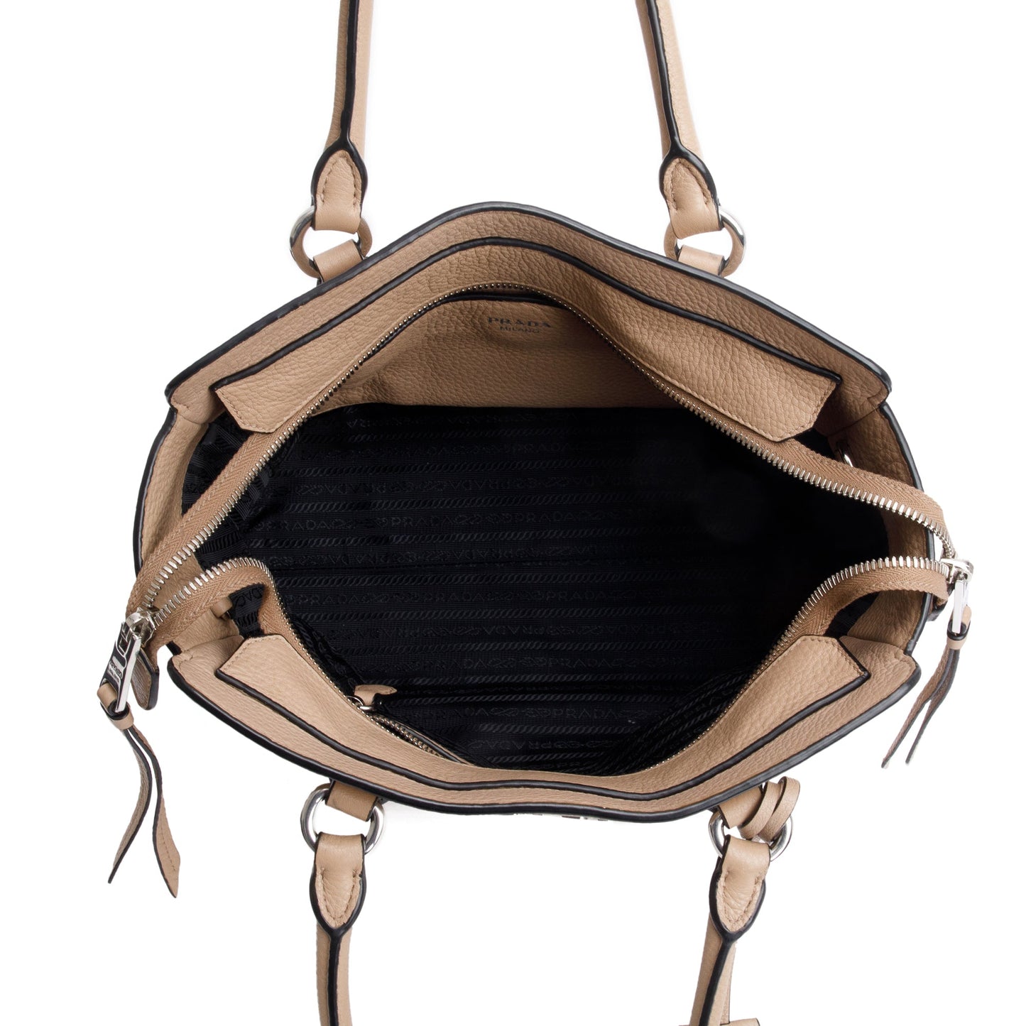 Prada Beige Vitello Phenix Two-Way Zip Tote