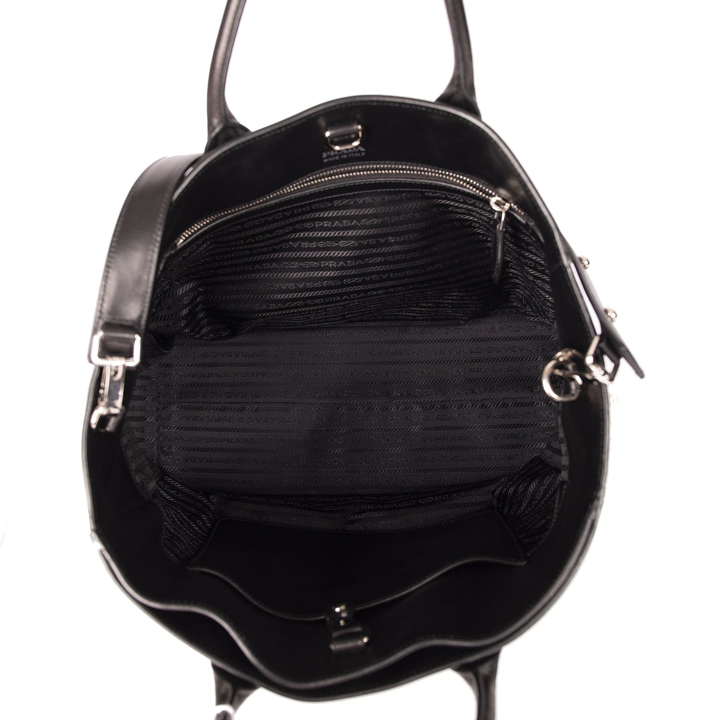 Prada Black City Calf Leather Square Tote Bag