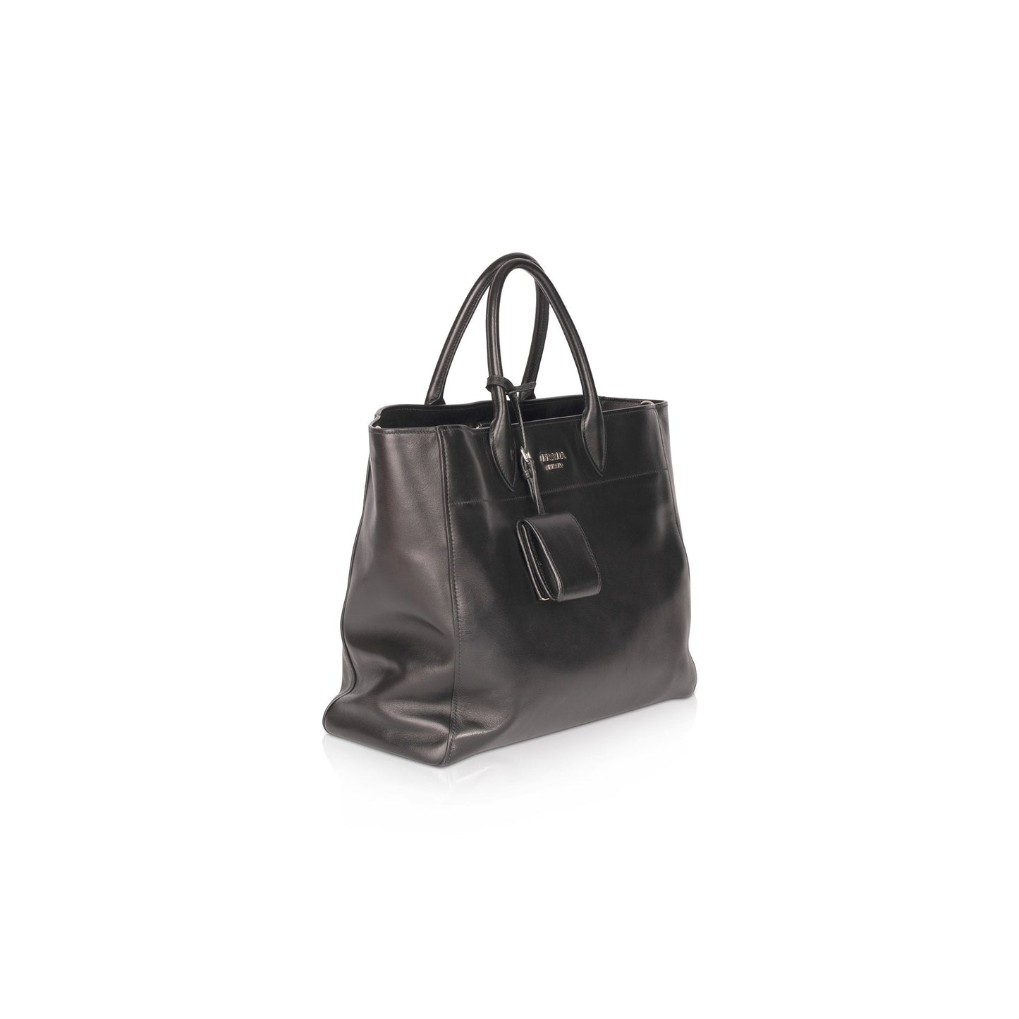 Prada Black City Calf Leather Square Tote Bag