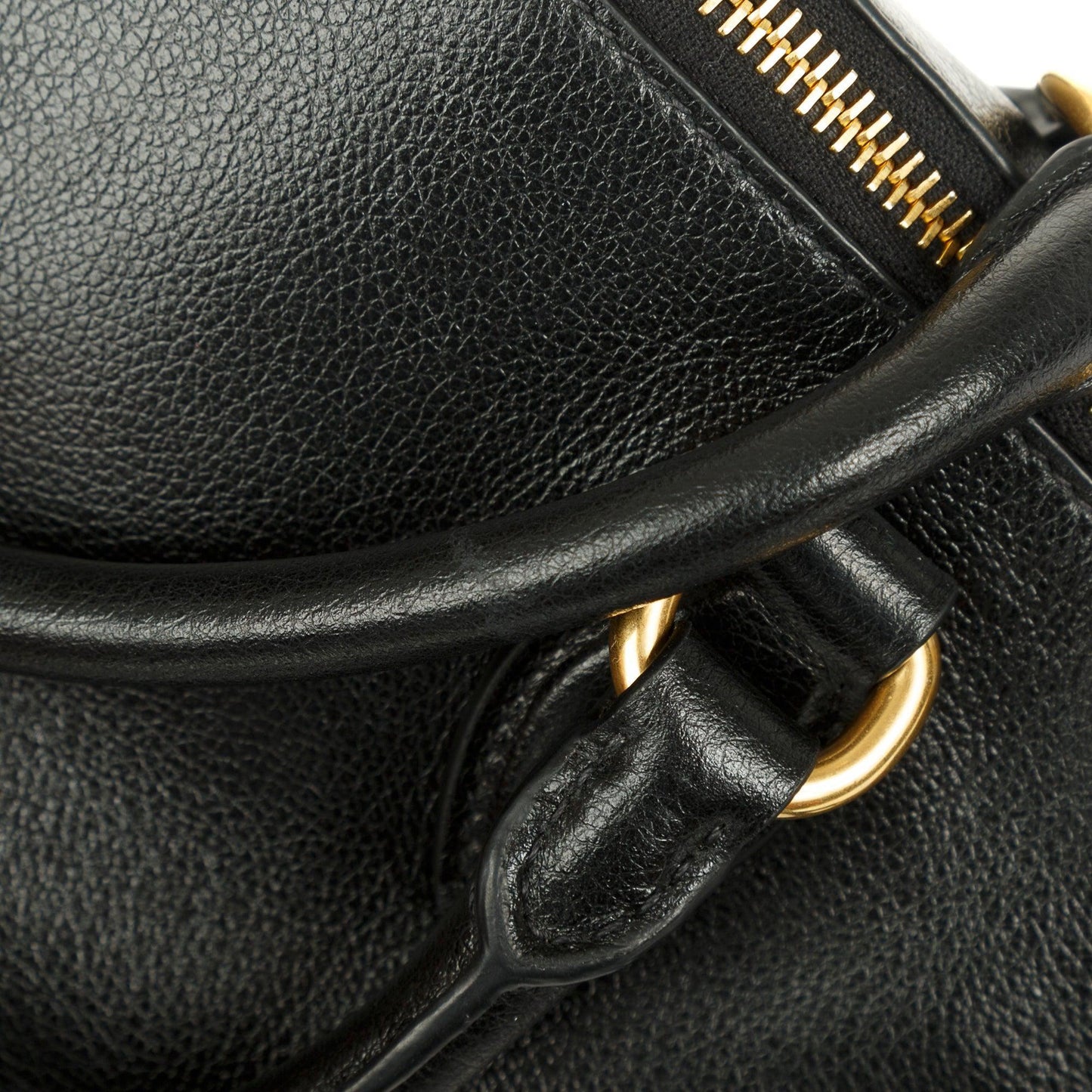 Prada Black Glace Calf Embossed Logo Tote