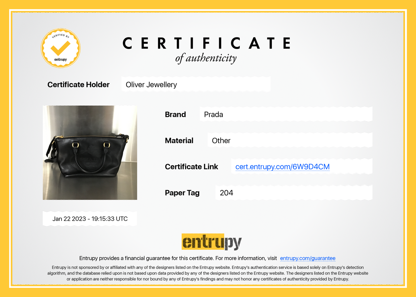 Prada Black Glace Calf Embossed Logo Tote