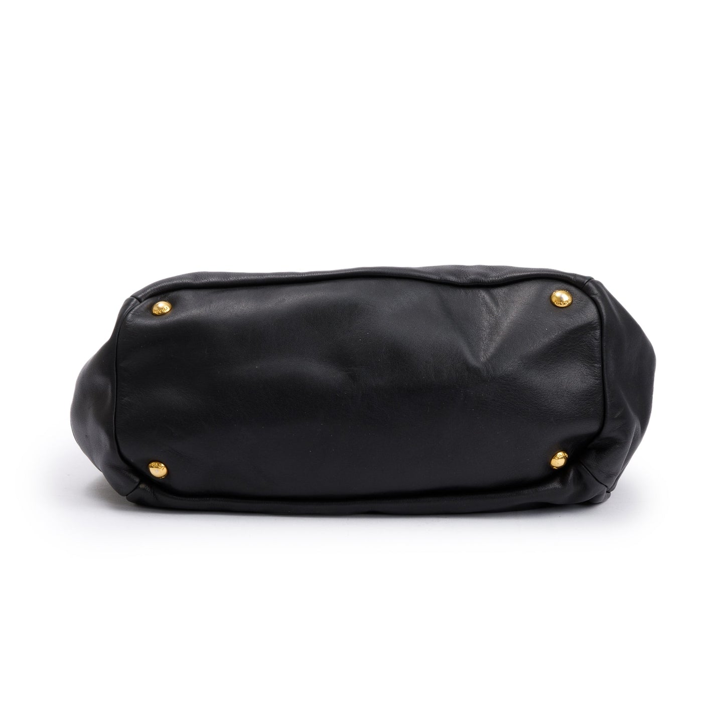 Prada Black Glace Calf Leather Hobo