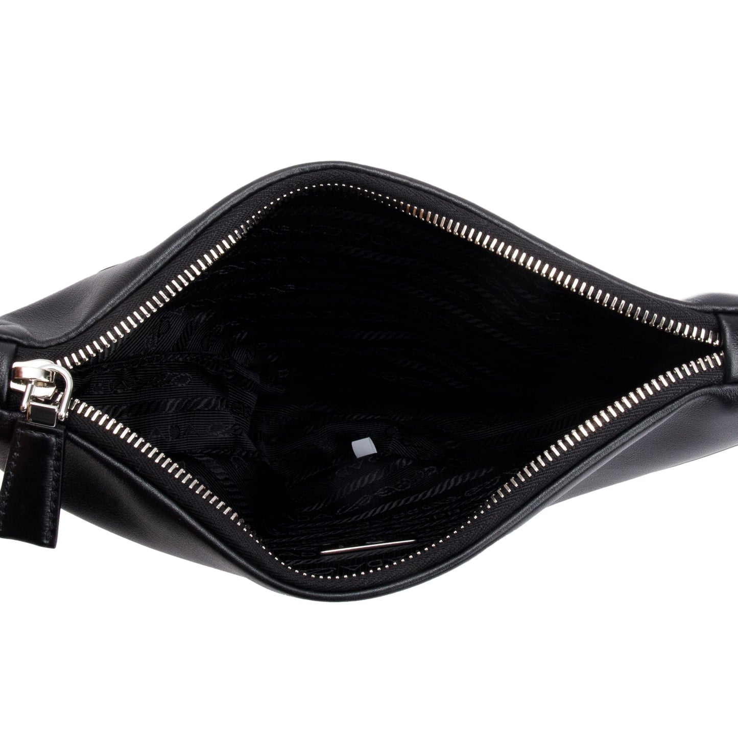 Prada Black Grace Lux Leather Triangle Wristlet Clutch