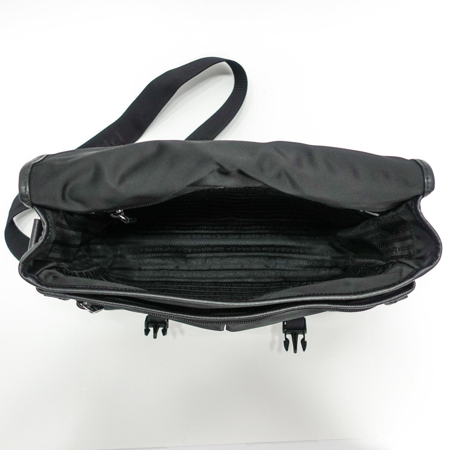 Prada Black Leather Trimmed Shell Messanger