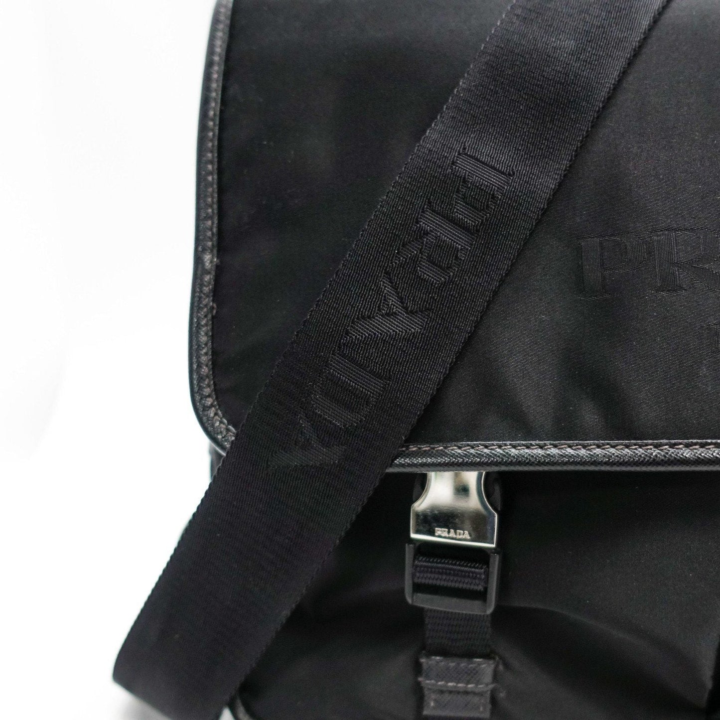 Prada Black Leather Trimmed Shell Messanger